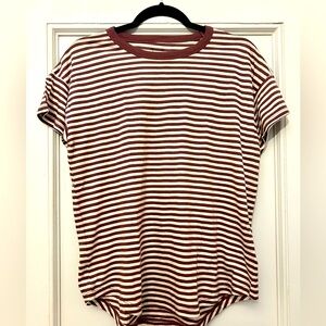 NWT Madewell Retro Style Stripe Burgundy and White Tee